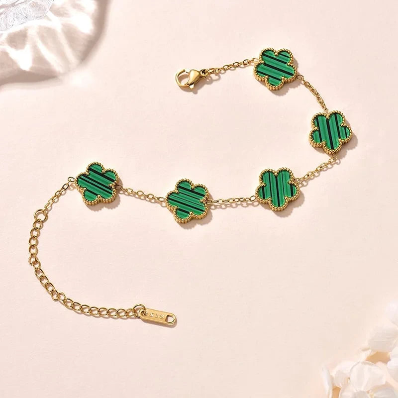 Double Sided Clover Charm Bracelet
