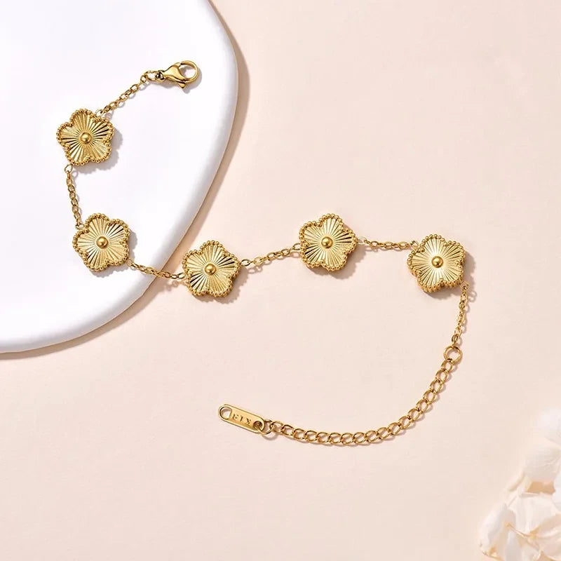 Double Sided Clover Charm Bracelet