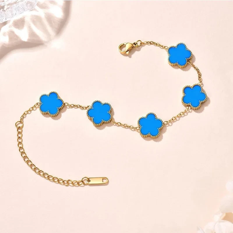 Double Sided Clover Charm Bracelet