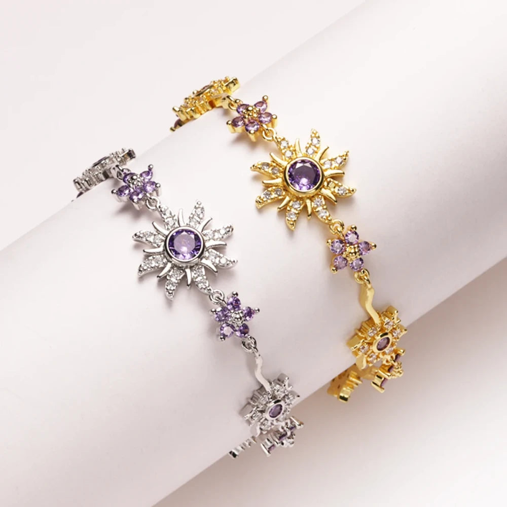 Sunflower Zircon Charm Bracelet