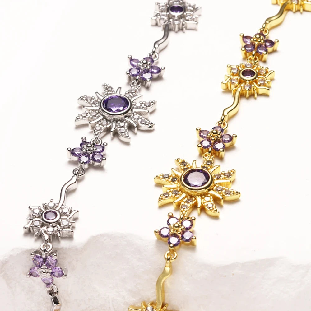 Sunflower Zircon Charm Bracelet