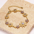 Sunflower Zircon Charm Bracelet
