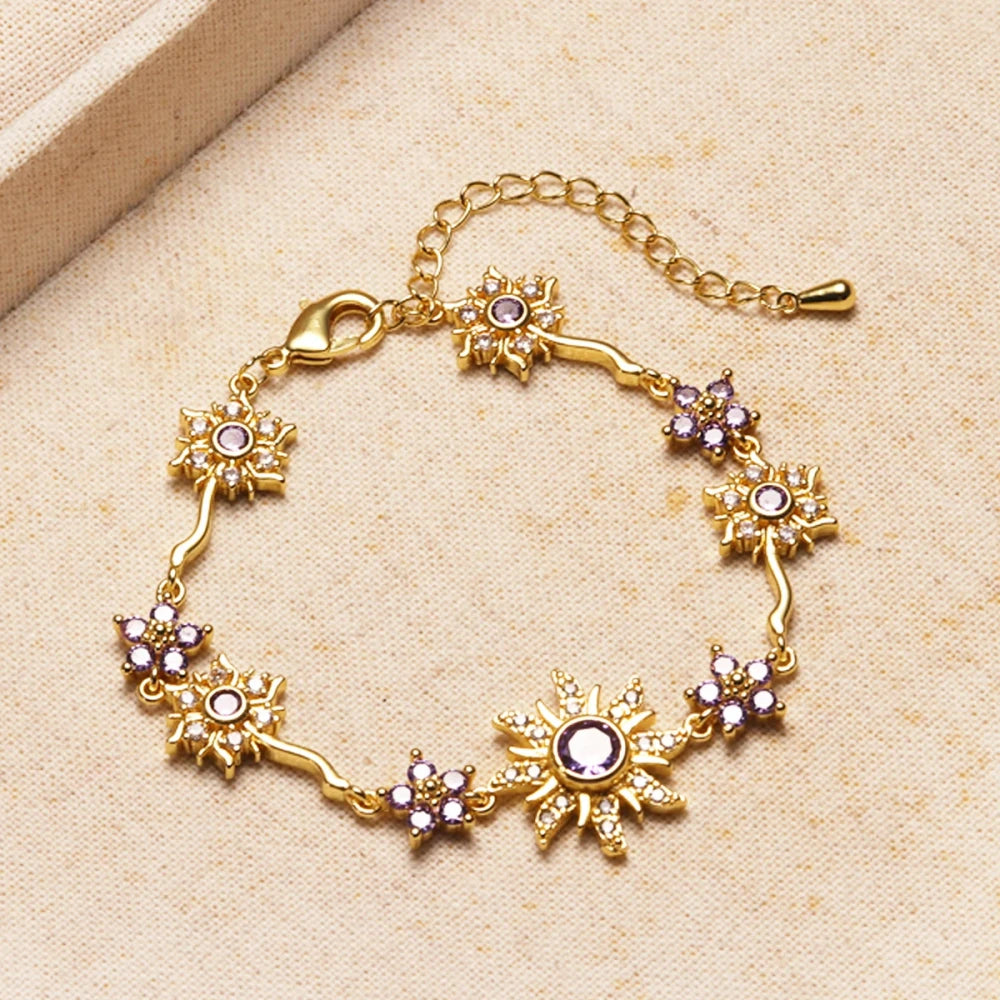 Sunflower Zircon Charm Bracelet