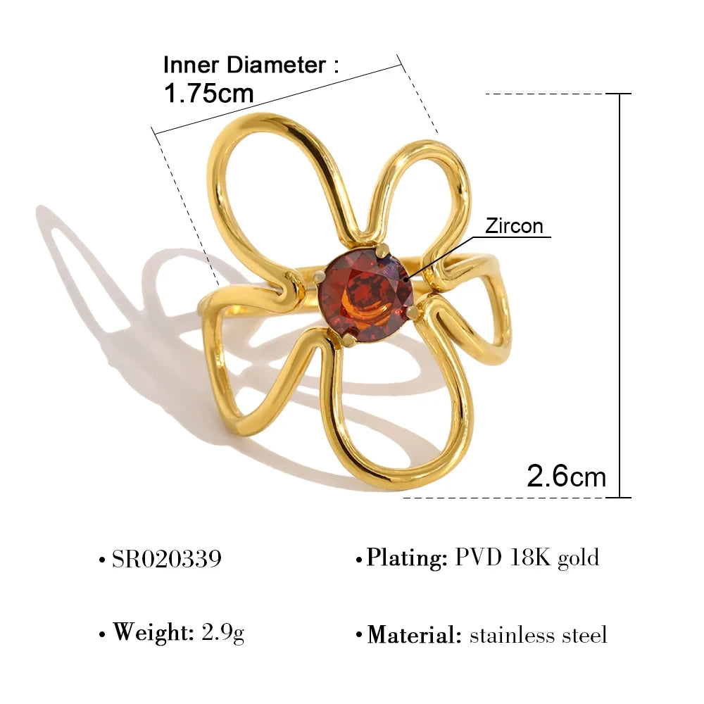 Gold Plated Irregular Crystal Ring
