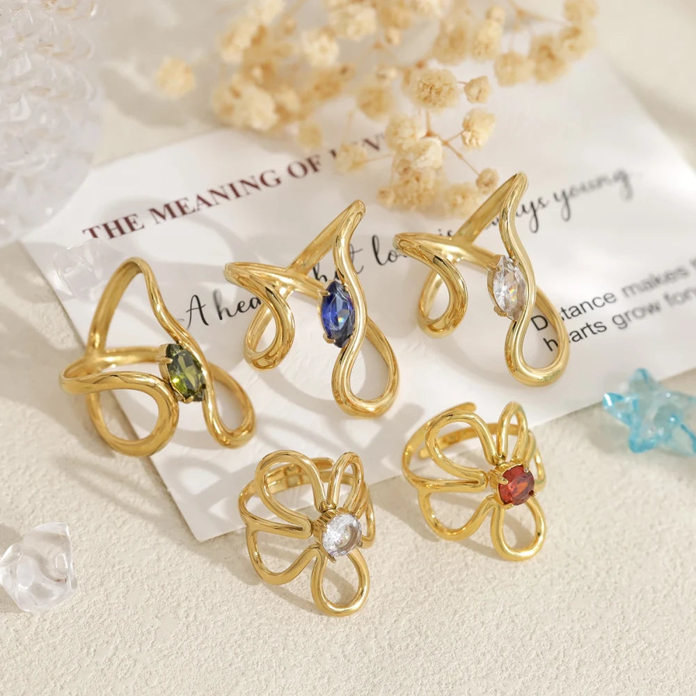 Gold Plated Irregular Crystal Ring