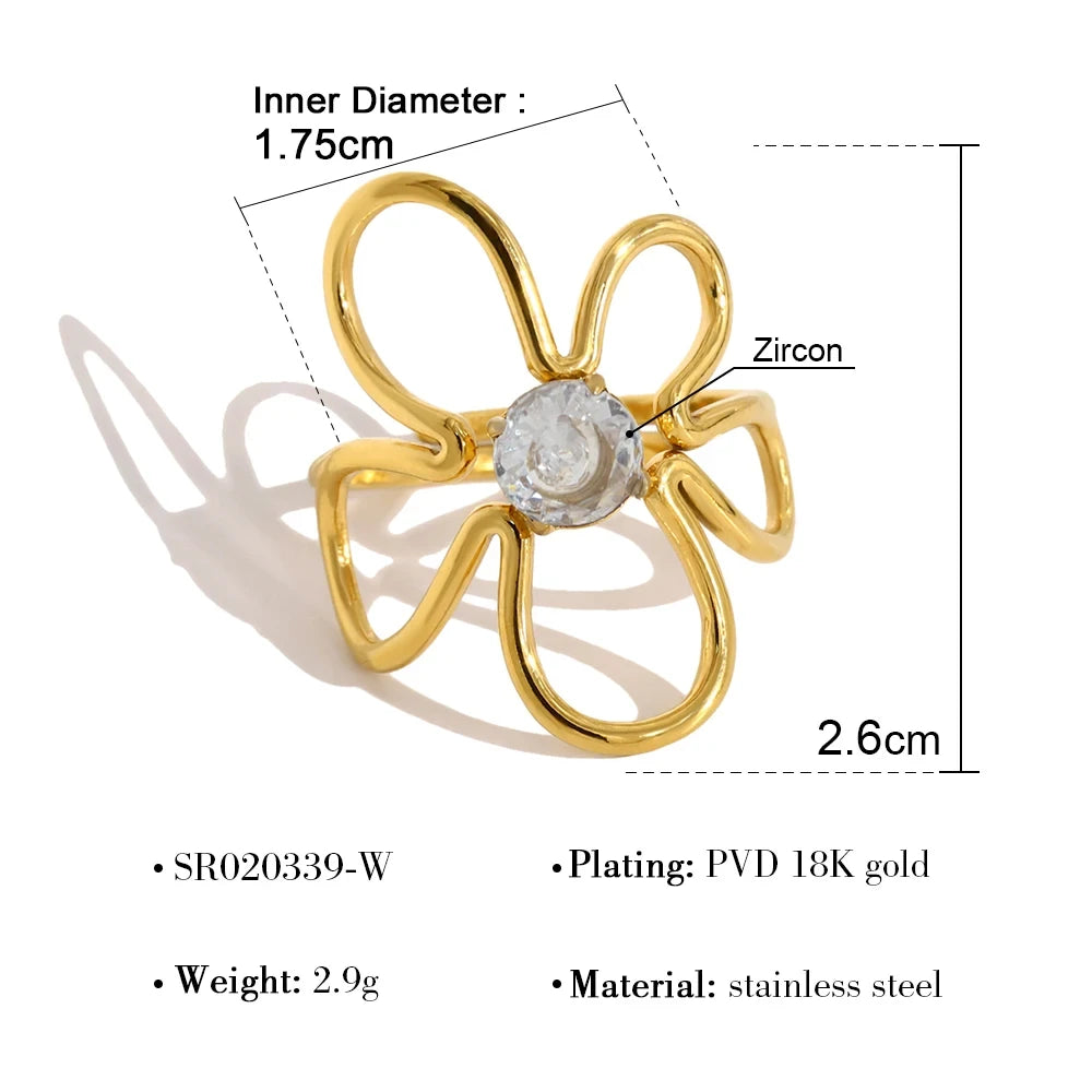 Gold Plated Irregular Crystal Ring