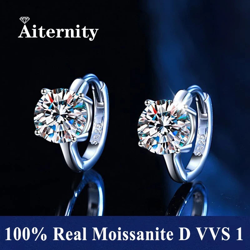 Moissanite Sterling Silver Stud Earrings