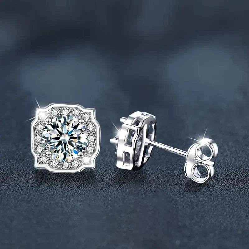 Moissanite Sterling Silver Stud Earrings