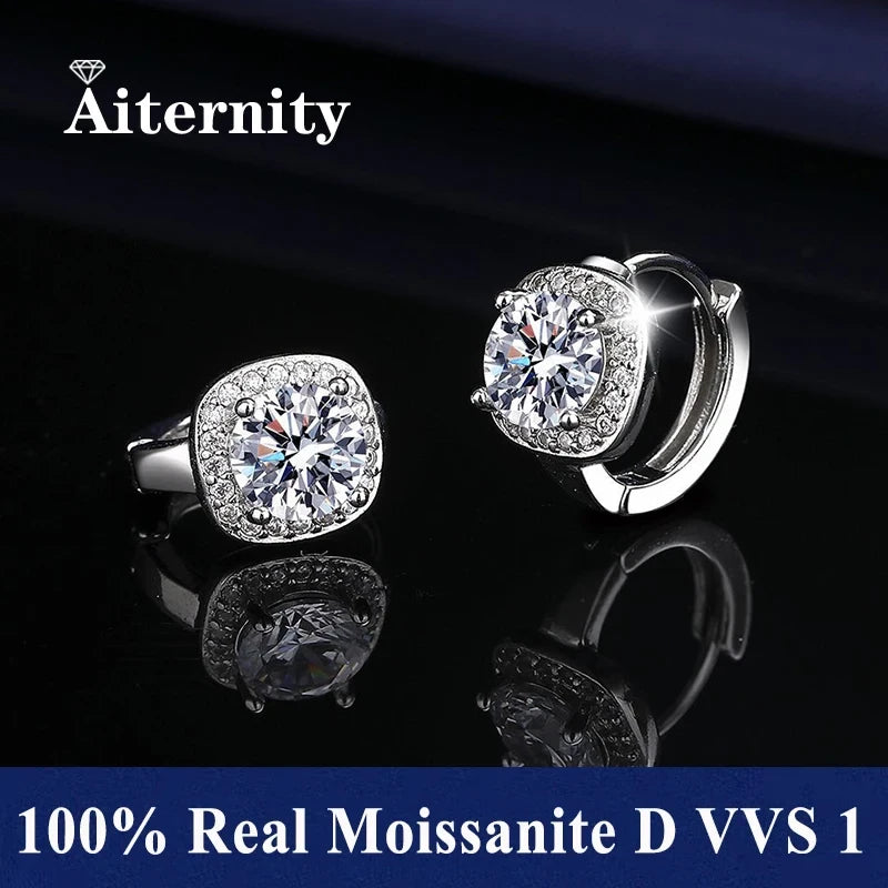 Moissanite Sterling Silver Stud Earrings