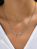 Double Hollow Heart Chain Necklace