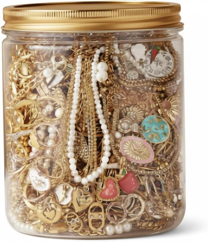Gold Mystery Jewelry Jar 10 pieces