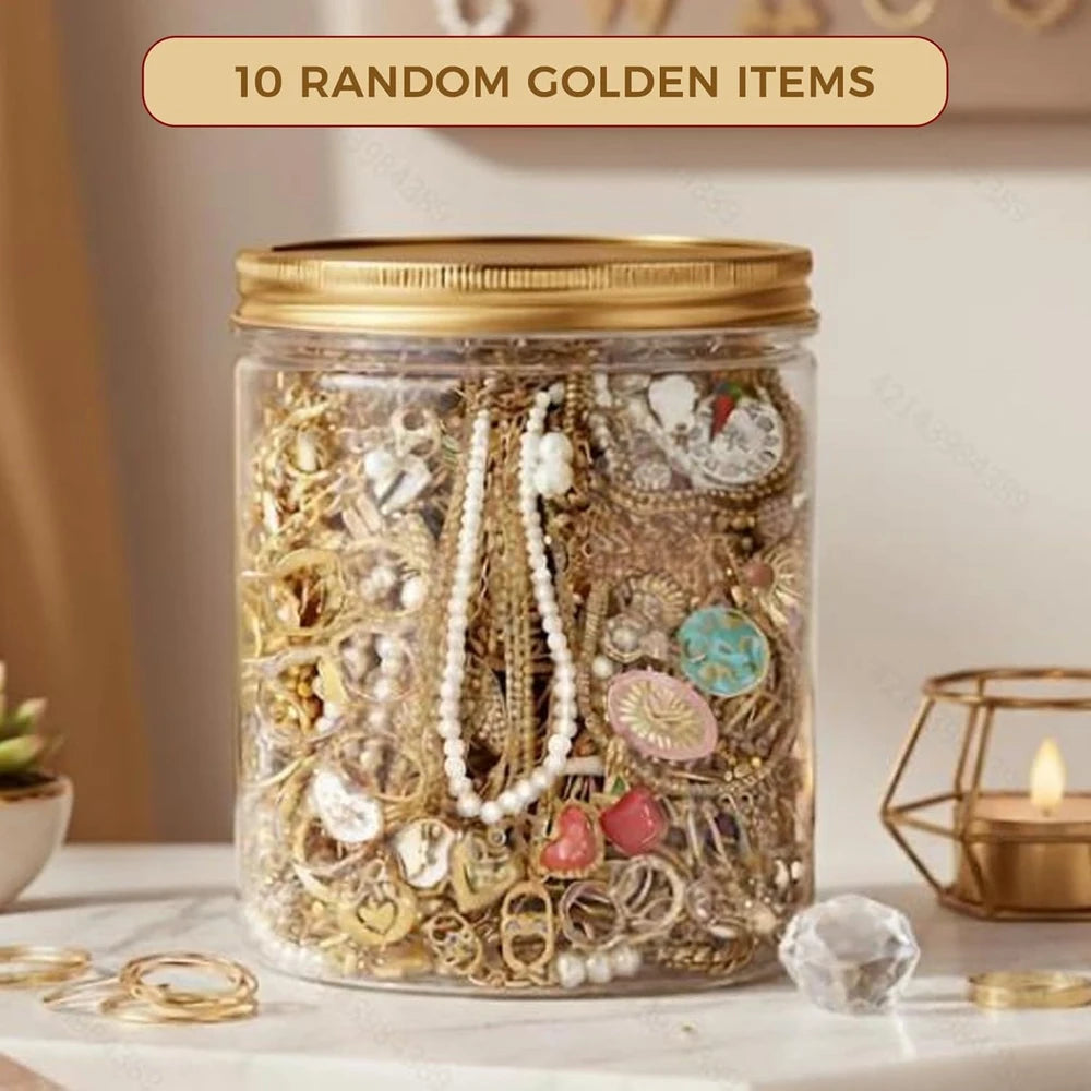 Gold Mystery Jewelry Jar 10 pieces