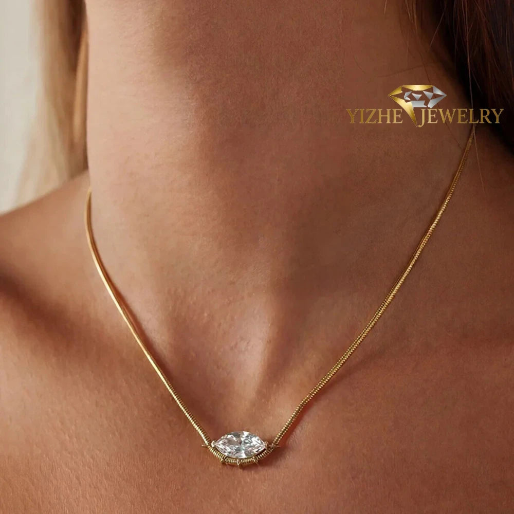 Cubic Zirconia Snake Chain Necklace