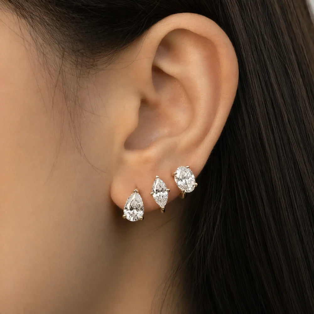 Gold Marquise Zirconia Hoop Earrings