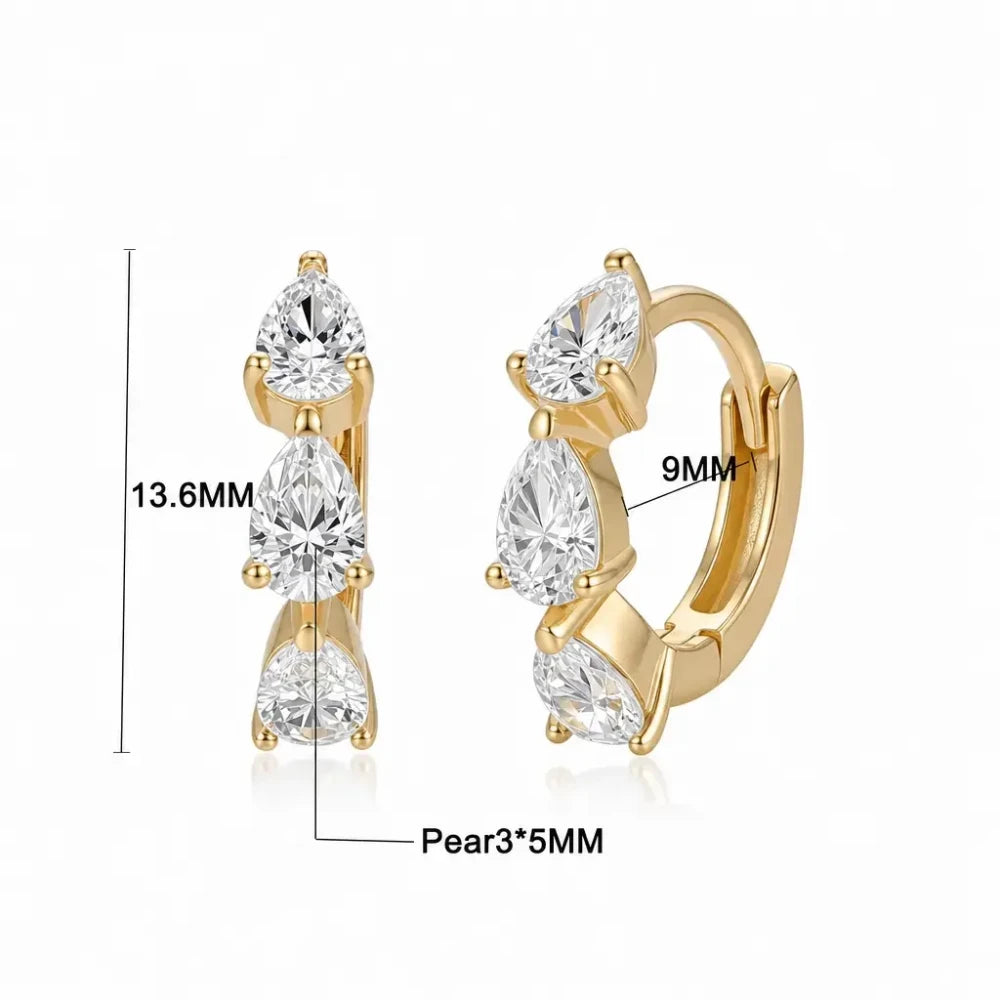 Gold Marquise Zirconia Hoop Earrings