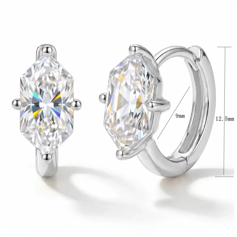Gold Marquise Zirconia Hoop Earrings