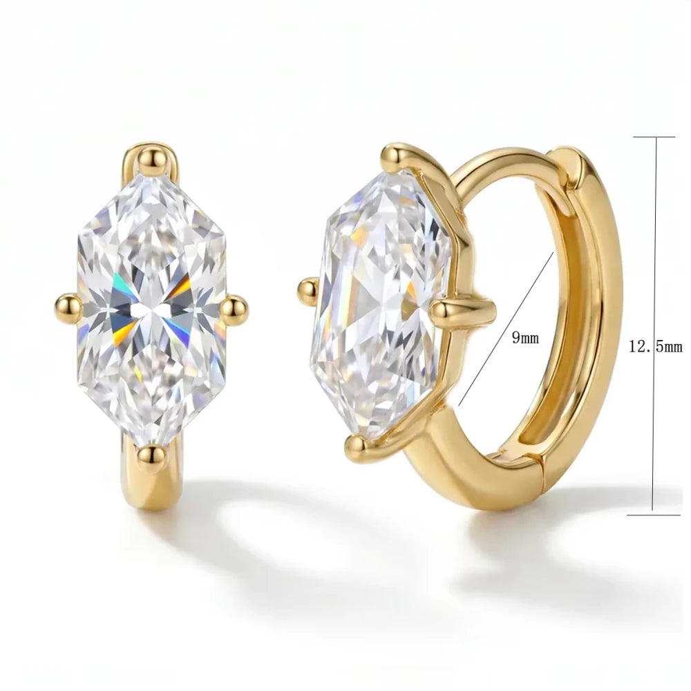 Gold Marquise Zirconia Hoop Earrings