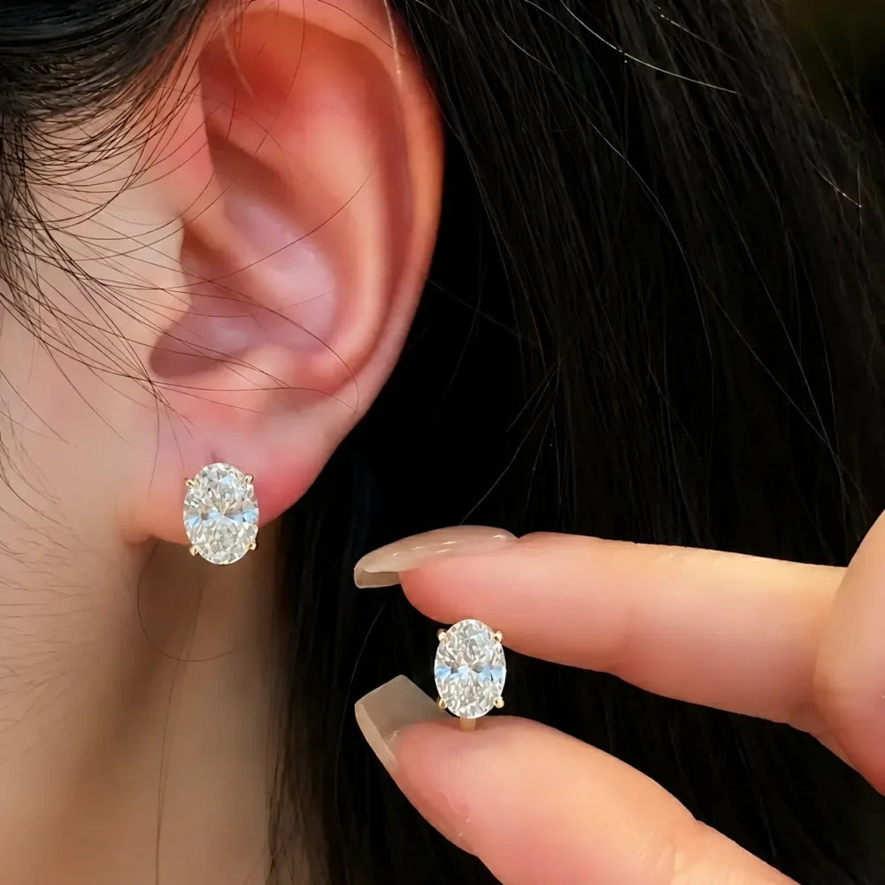 Gold Marquise Zirconia Hoop Earrings