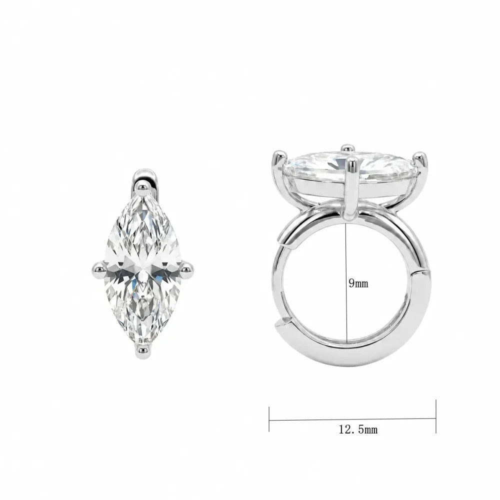 Gold Marquise Zirconia Hoop Earrings