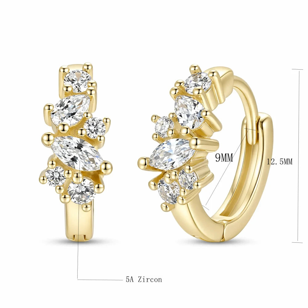 Gold Marquise Zirconia Hoop Earrings