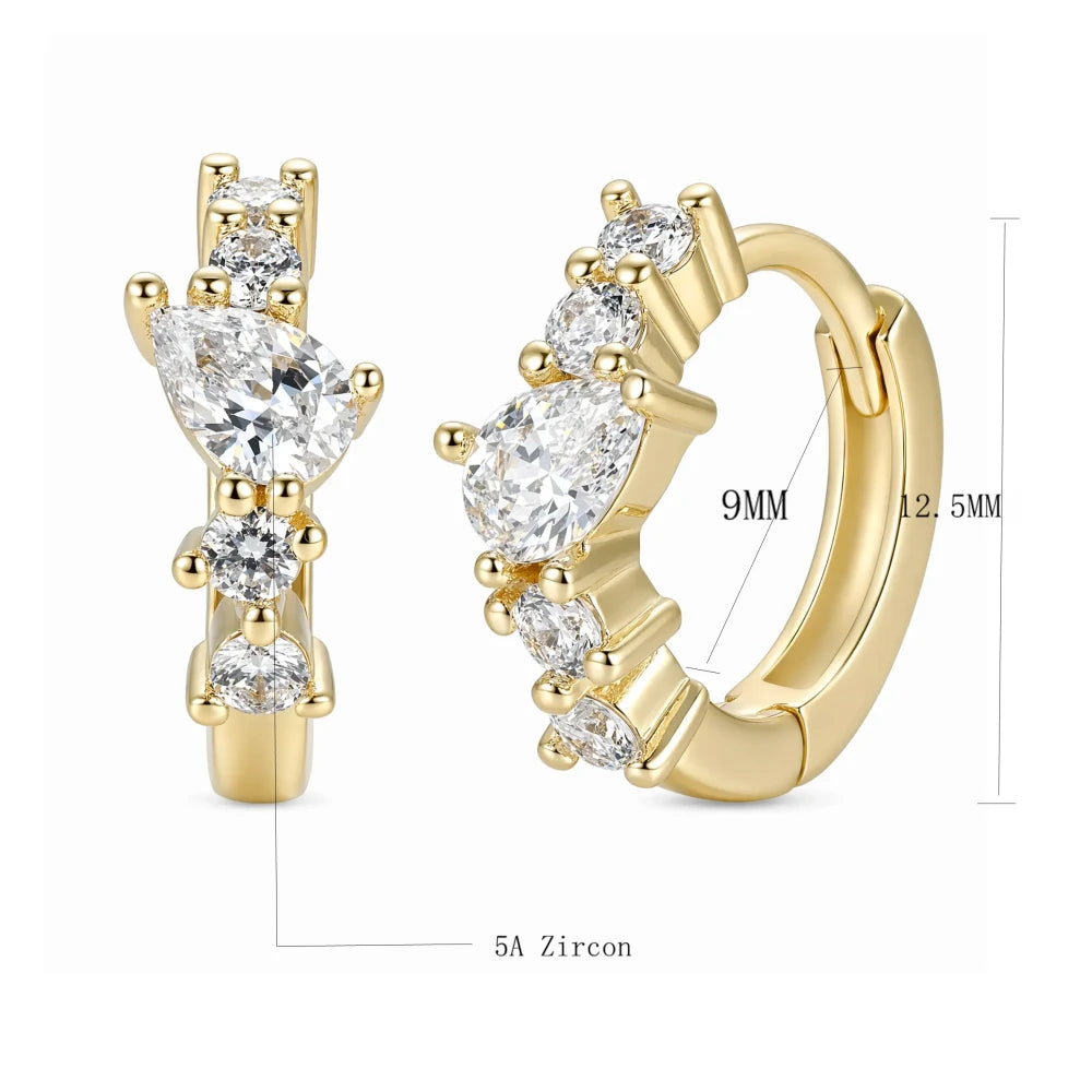 Gold Marquise Zirconia Hoop Earrings