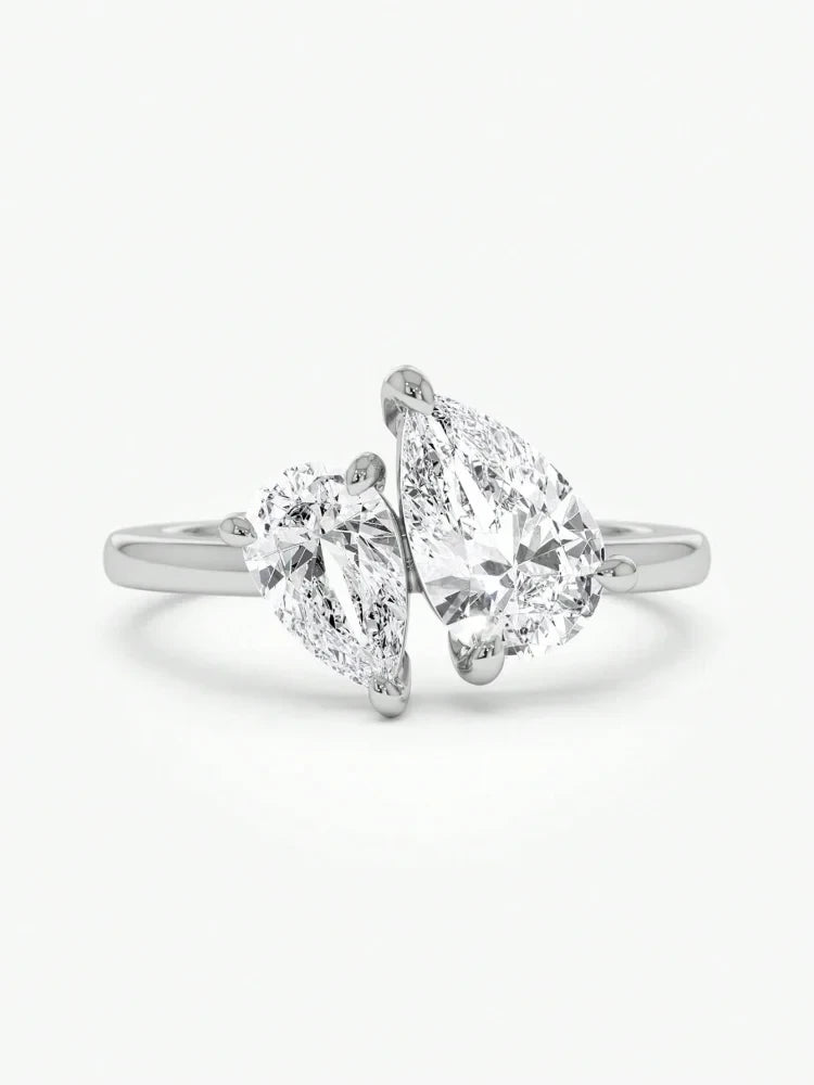 Sterling Silver Zircon Water Drop Ring