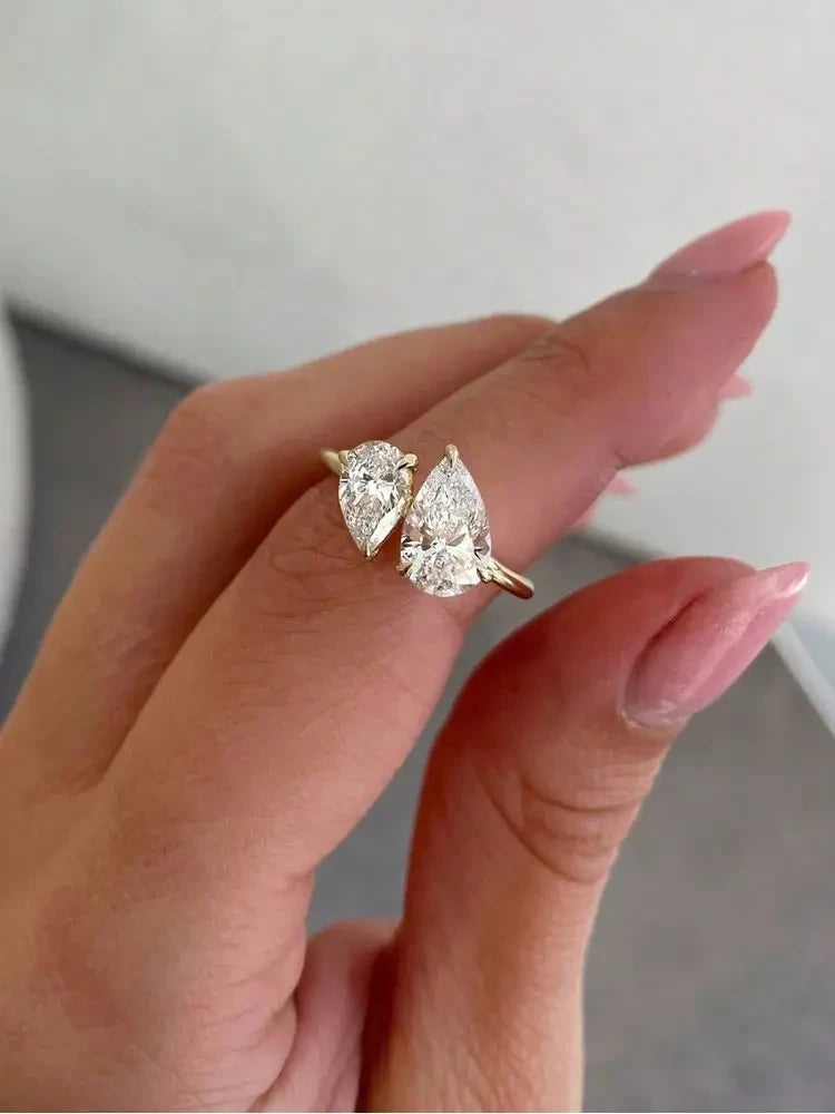 Sterling Silver Zircon Water Drop Ring