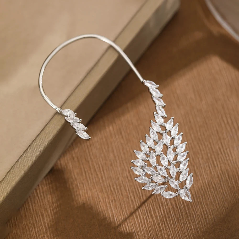 Swan Wing Copper Ear Cuff with Sparkling Gemstones