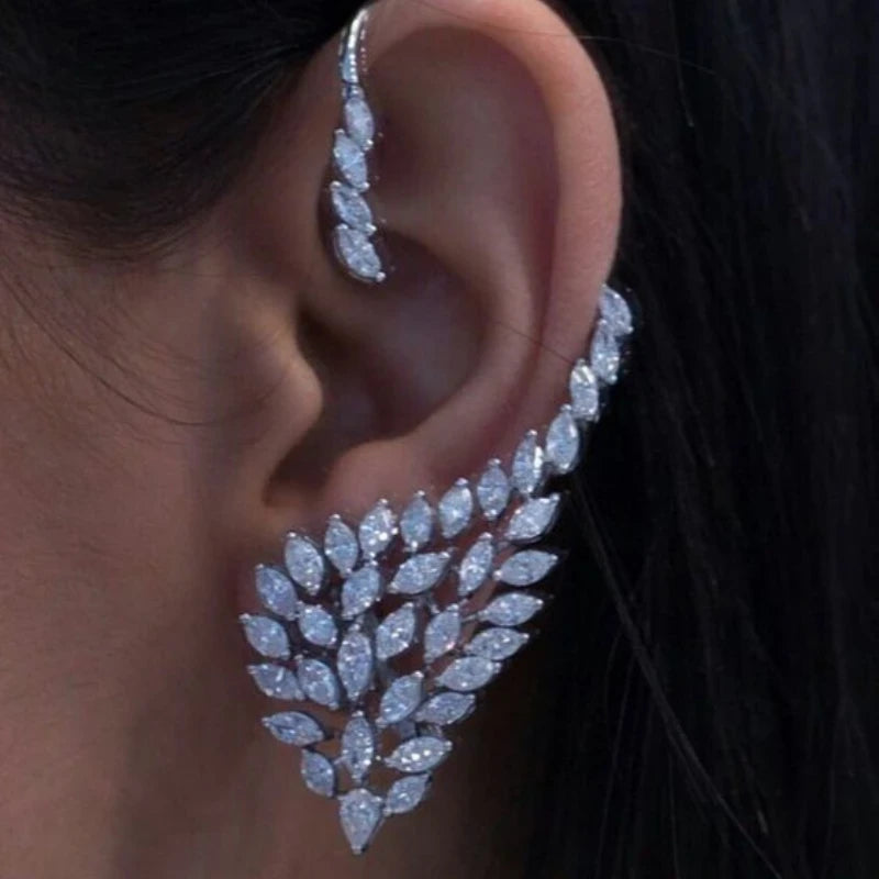 Swan Wing Copper Ear Cuff with Sparkling Gemstones