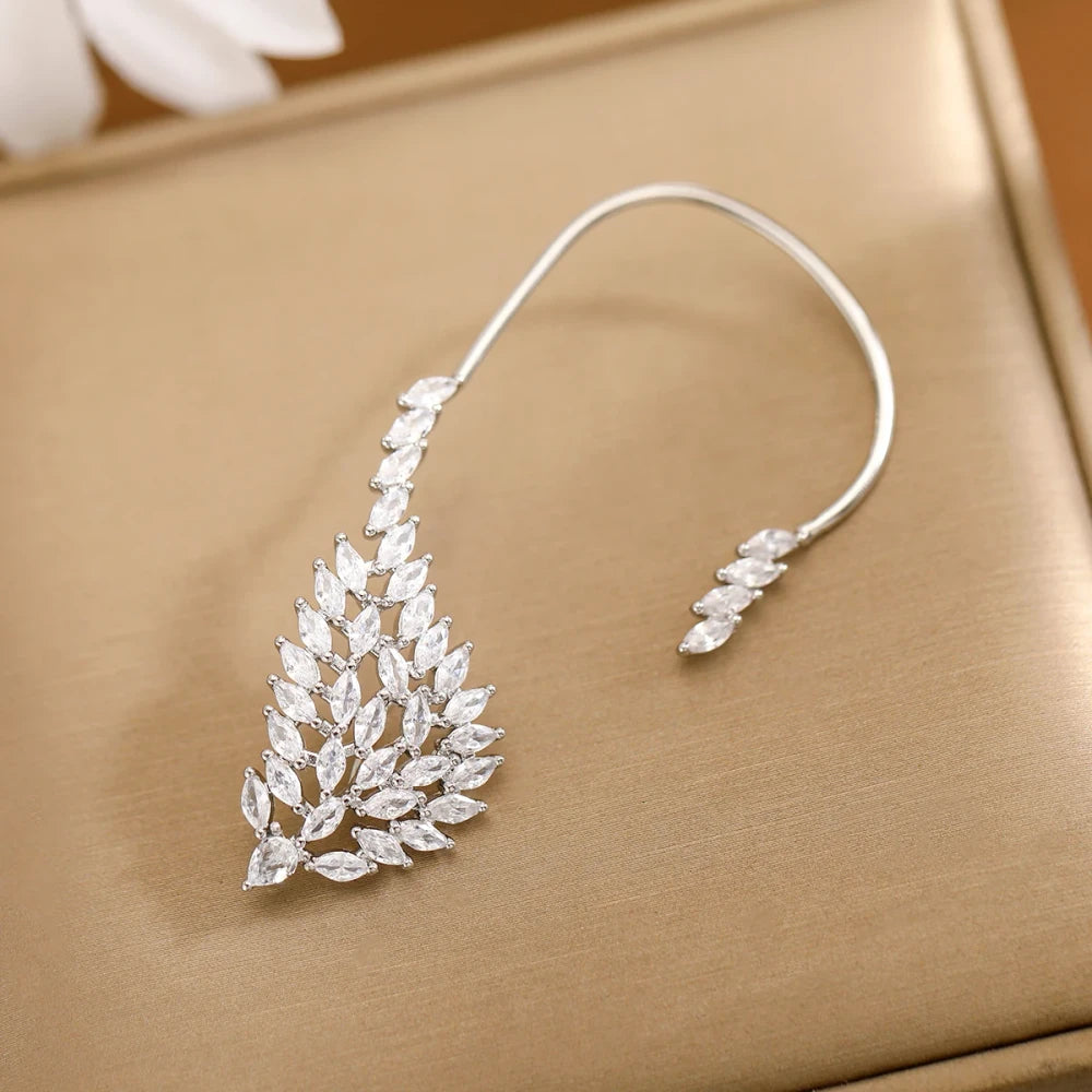 Swan Wing Copper Ear Cuff with Sparkling Gemstones