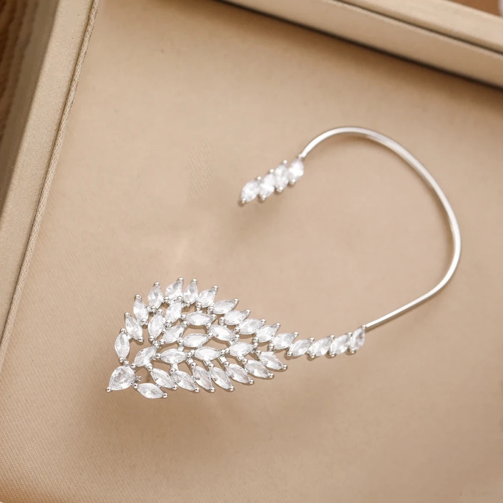 Swan Wing Copper Ear Cuff with Sparkling Gemstones