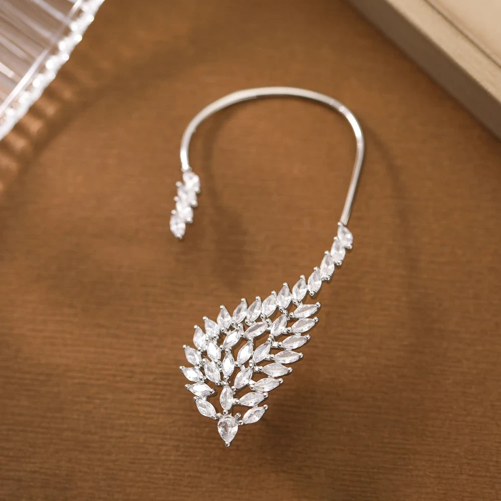 Swan Wing Copper Ear Cuff with Sparkling Gemstones