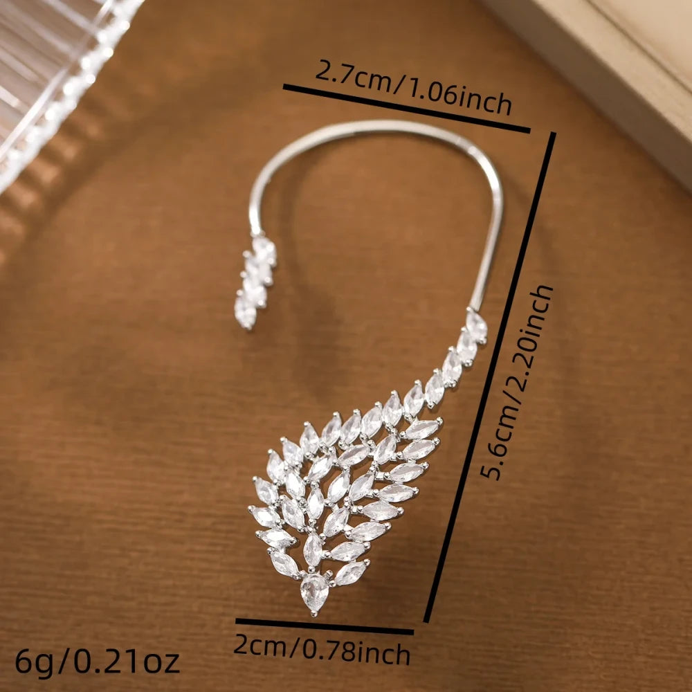 Swan Wing Copper Ear Cuff with Sparkling Gemstones