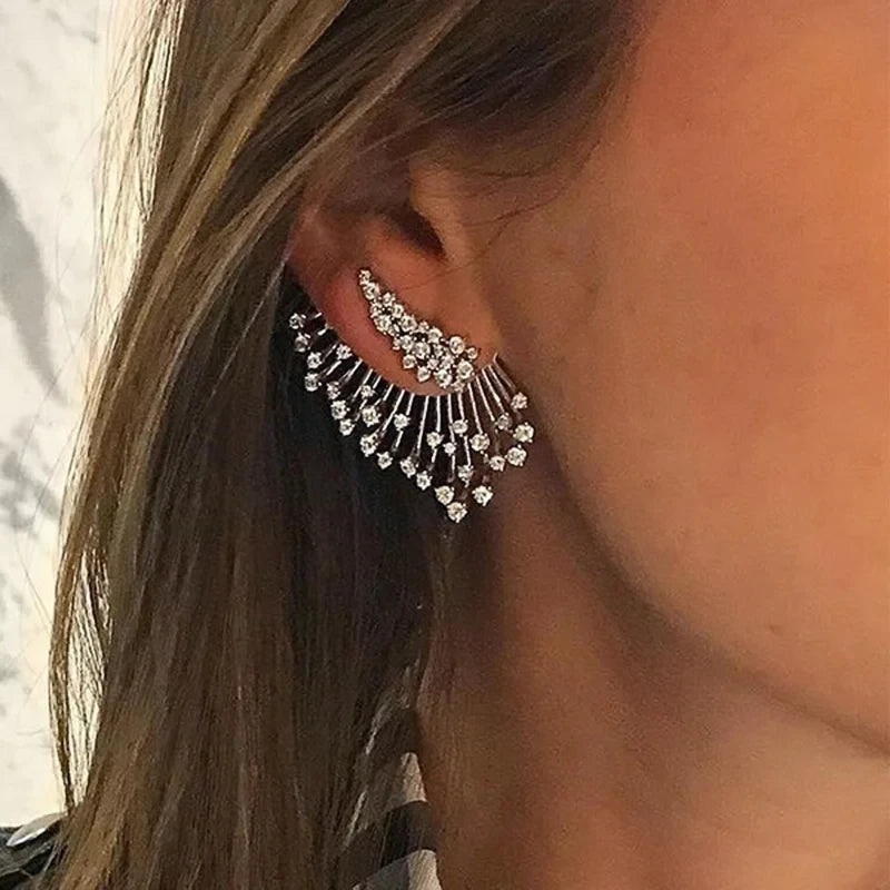 Wing Shape Cubic Zirconia Stud Earrings