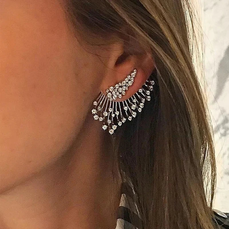 Wing Shape Cubic Zirconia Stud Earrings